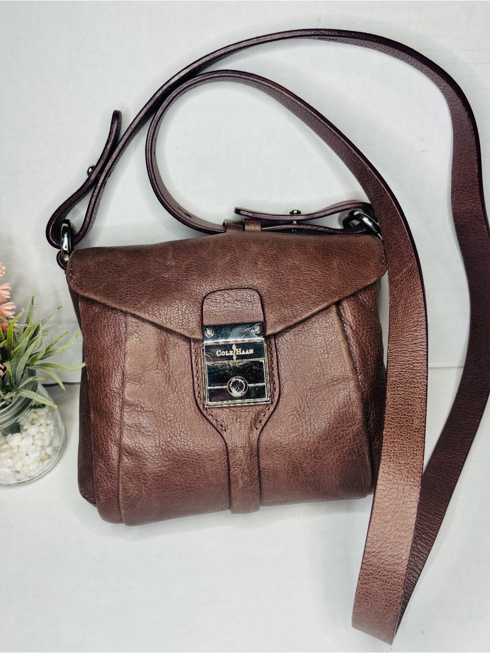 Cole Haan Chestnut Brown Leather Crossbody Bag - Picture 10 of 10